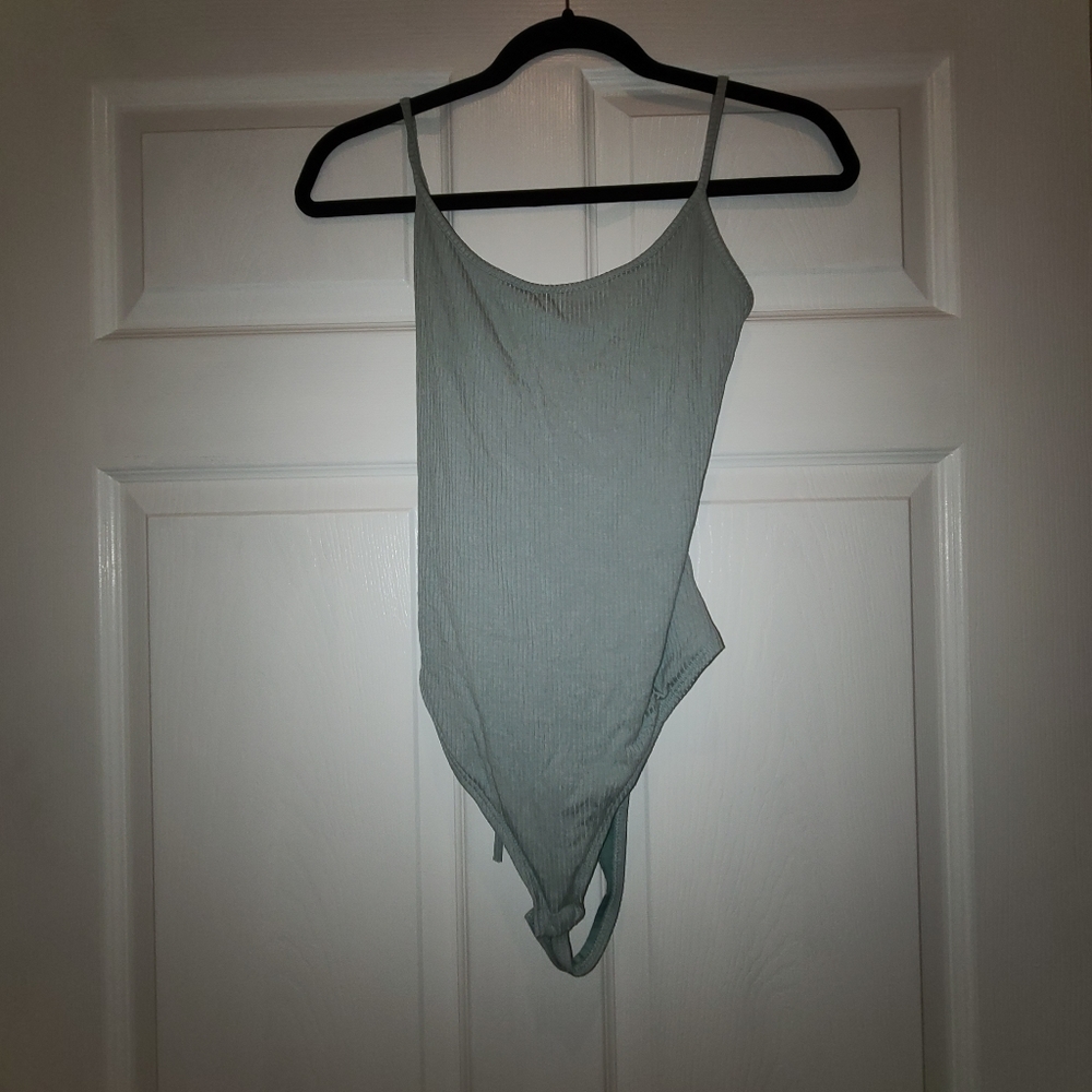 Cute Teal Back Cutout Bodysuit